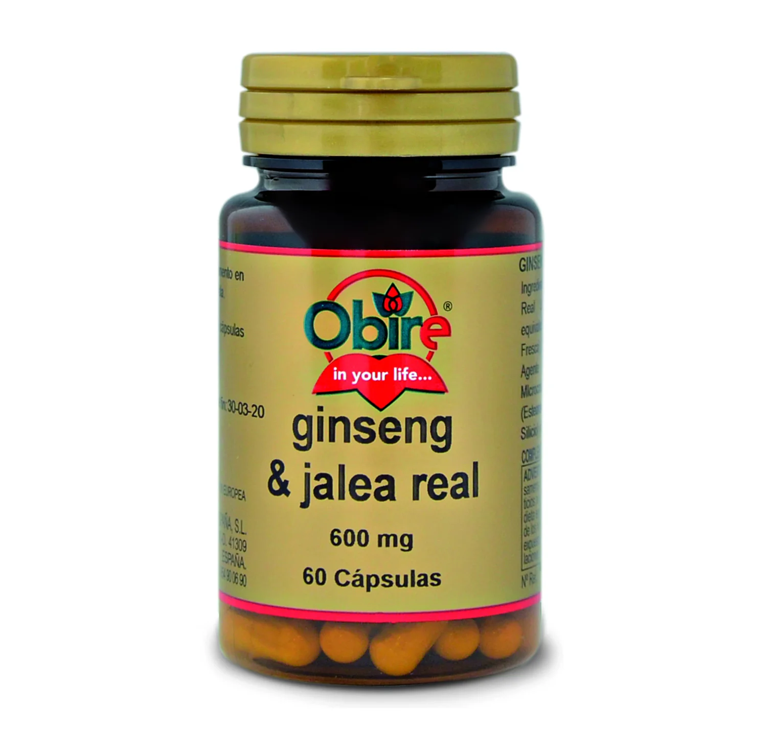 Ginseng y la Jalea Real de 600 mg. 60 cápsulas | Obire 0